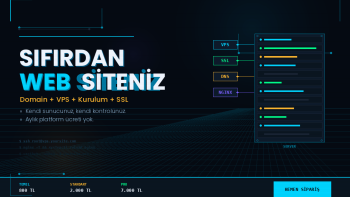 domain ve VPS'inize sıfırdan web sitenizi kurarım