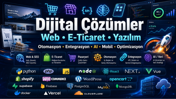 işletmeniz için her seviyede dijital çözümler geliştiririm