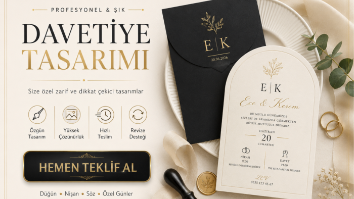 düğün nişan ve özel günleriniz için davetiye tasarlıyorum