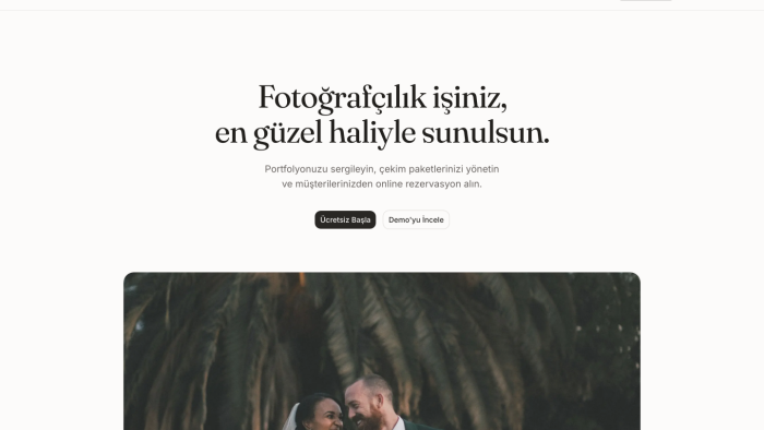 fotoğrafçılar için portfolyo ve rezervasyon sitesi kurarım
