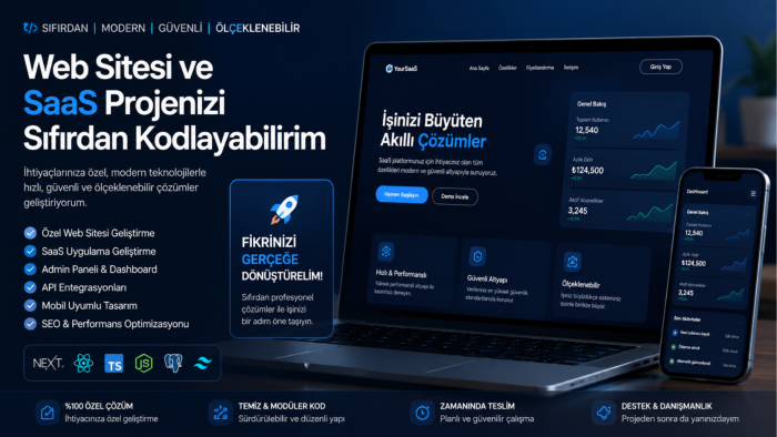 web sitesi ve saas projenizi sıfırdan kodlayabilirim