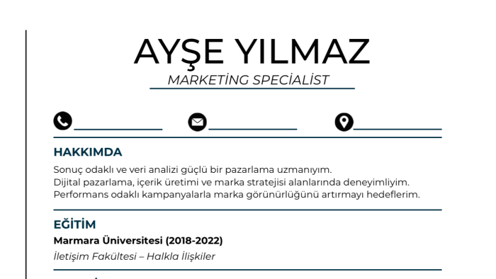 ATS uyumlu özgeçmiş ve ön yazı hazırlıyorum