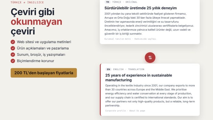 Türkçe-İngilizce doğal ve akıcı çeviri yaparım