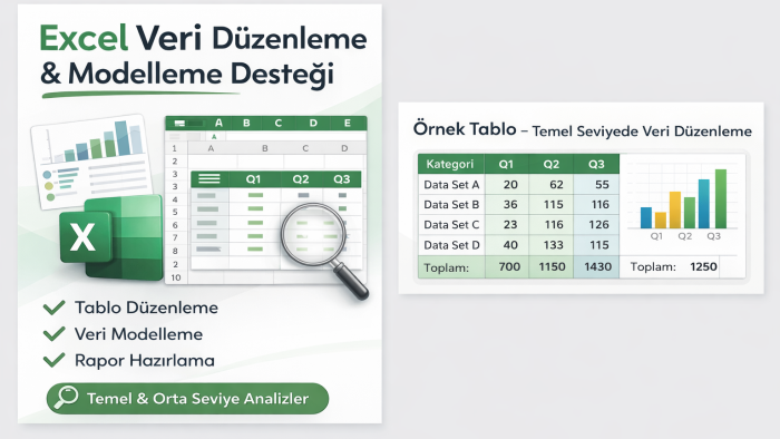 Excel tabanlı veri modelleme ve rapor desteği sunarım