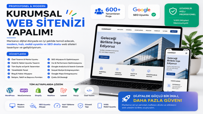 profesyonel ve modern kurumsal web sitenizi yapabilirim