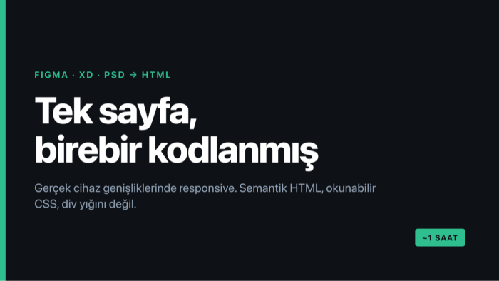tek sayfa tasarımınızı responsive HTML ve CSS ile kodlarım