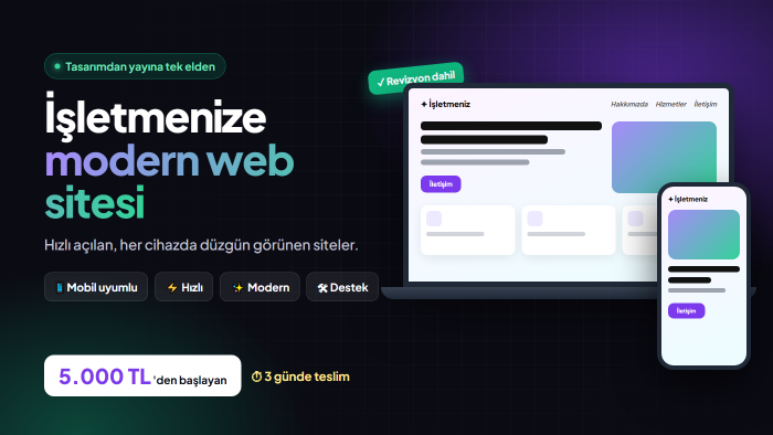 işletmeniz için modern ve mobil uyumlu web sitesi yaparım