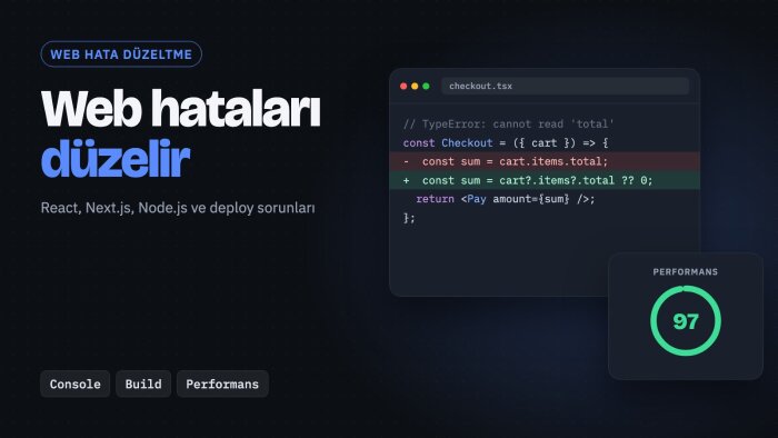 web sitenizdeki ve web uygulamanızdaki hataları düzeltirim