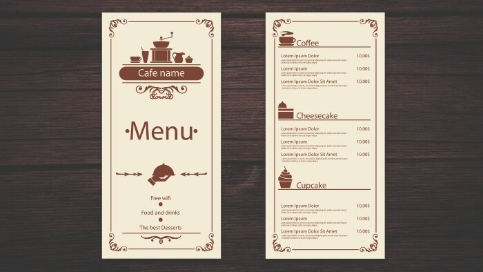 profesyonel cafe, restoran, yemek menüsü tasarlıyorum