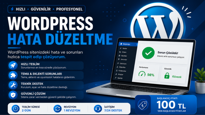 WordPress sitenizdeki tüm hataları hızlıca çözerim