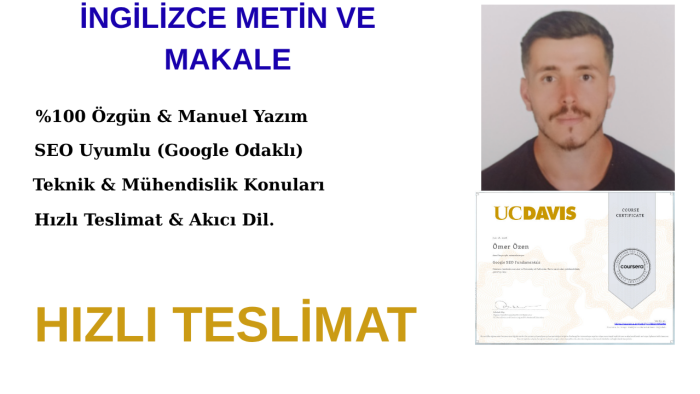 UC Davis sertifikalı SEO uyumlu İngilizce makale yazarım
