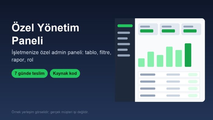 işletmeniz için özel yönetim (admin) paneli geliştiririm