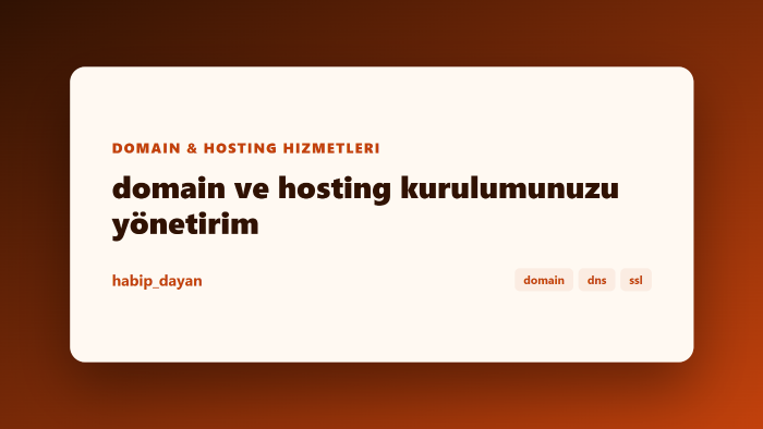 domain ve hosting kurulumunuzu yönetirim