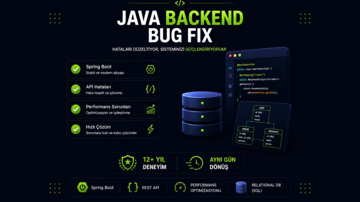 Java backend bug fix ve hata çözümü yaparım