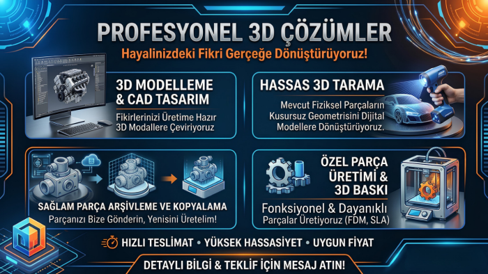 3d modelleme ve parçanızı tarama ile üretim yapabilim