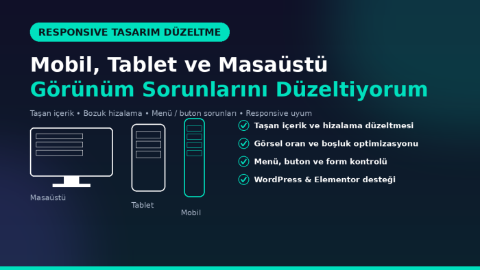 sitenizin ekran görünüm sorunlarını düzeltiyorum
