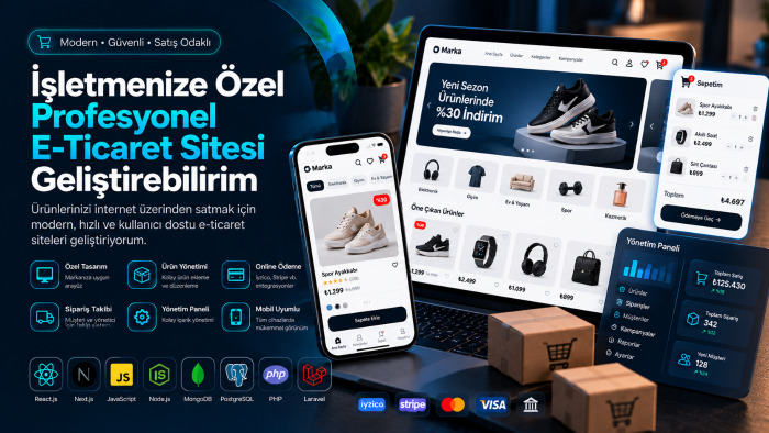 işletmenize özel profesyonel e-ticaret sitesi geliştiririm