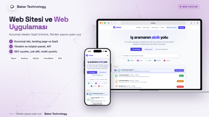 web sitenizi ve web uygulamanızı uçtan uca geliştiririm