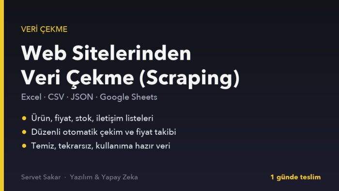 web sitelerinden veri çeker ve Excel olarak teslim ederim
