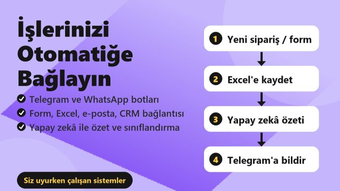 iş otomasyonu n8n vb. bot yaparım