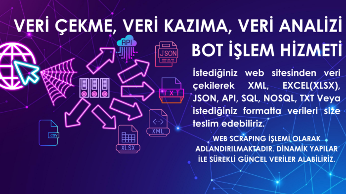 bot ile veri çekme, veri kazıma, veri analizi yaparım