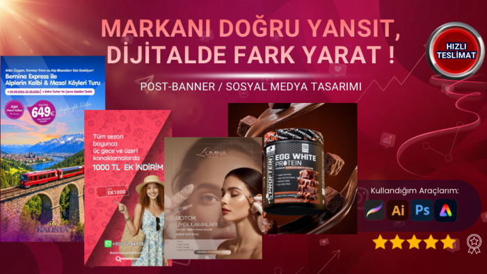 yaratıcı ve stratejik post-banner tasarımlar üretiyorum