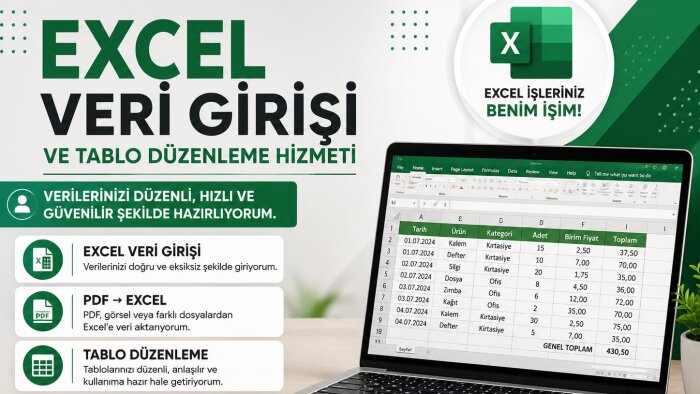 Excel tablolarınızı düzenli ve hızlı hazırlıyorum