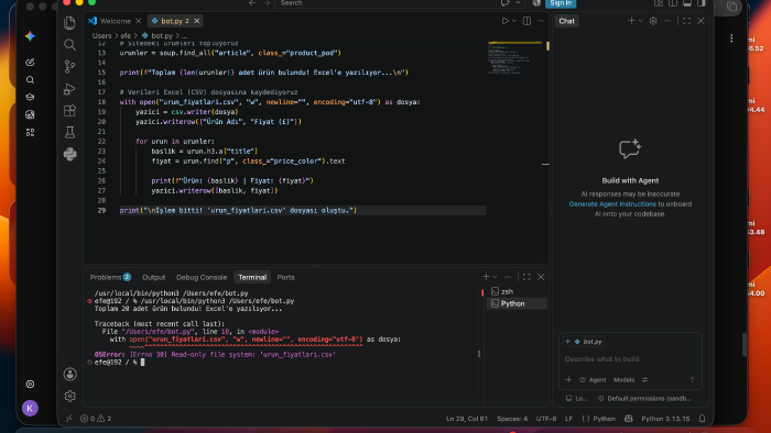 python ile web veri çekme,bot ve otomasyon yazabilirim