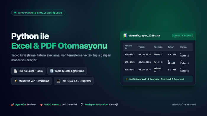 Python ile Excel/PDF verilerinizi otomatik işler/raporlarım