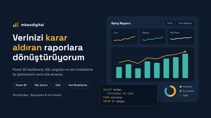 Power BI ile profesyonel dashboard ve raporlar hazırlarım