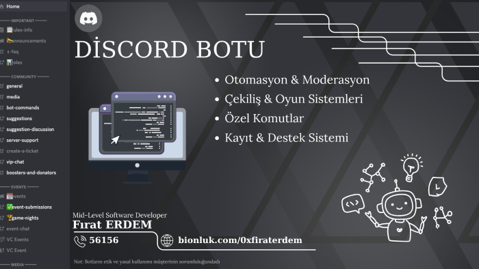 Discord botu geliştiririm