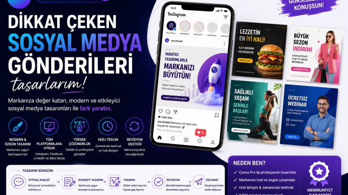 dikkat çeken sosyal medya gönderileri tasarlarım