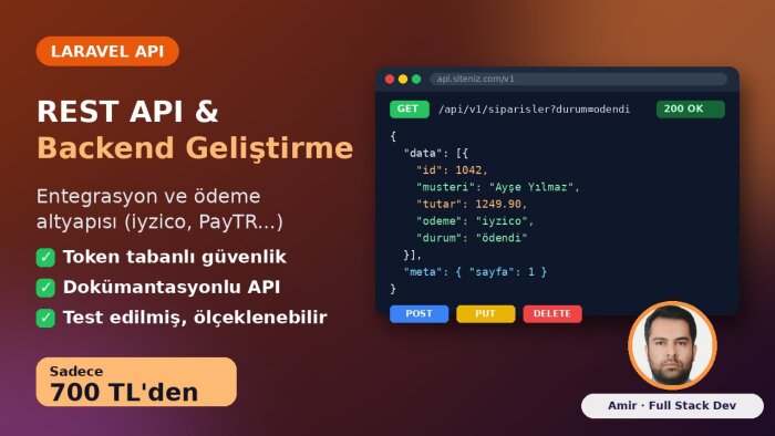 Laravel ile REST API ve backend geliştirme yaparım