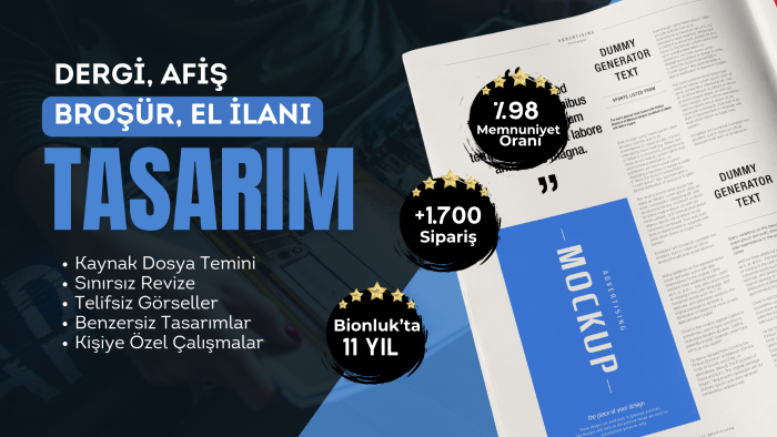 broşür, el ilanı, bülten, dergi, afiş tasarlarım