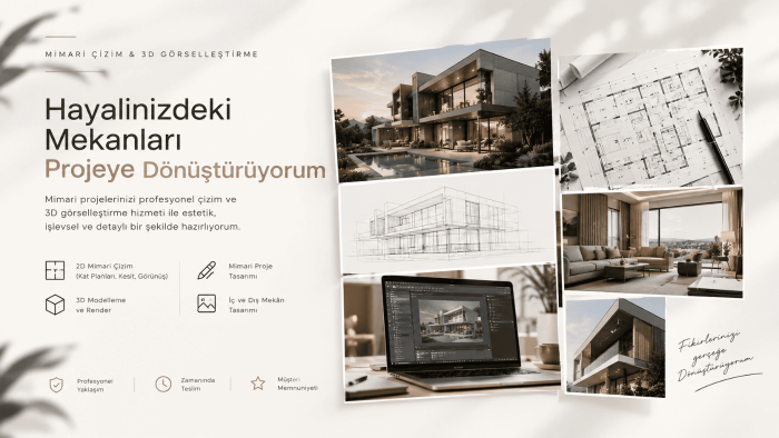 profesyonel mimari çizim ve 3D render yapıyorum