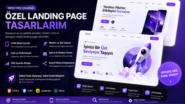 işletmeniz için özel landing page tasarlar ve kodlarım