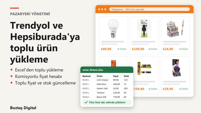 Trendyol ve Hepsiburada'ya ürünlerinizi toplu yüklerim