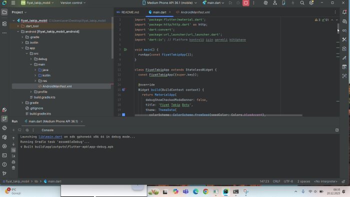 Flutter ile API entegrasyonlu bir mobil uygulama yaparım