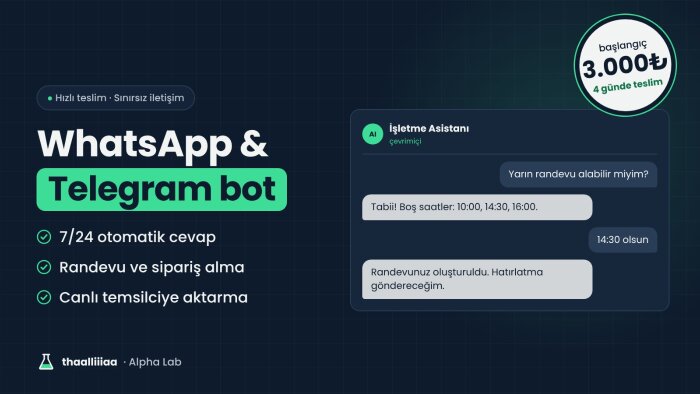 n8n ile 7/24 çalışan WhatsApp ve Telegram chatbot kurarım