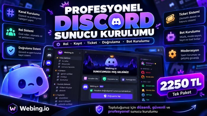 sizin için profesyonel Discord sunucusu kurarım