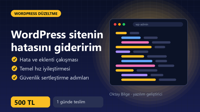 WordPress sitenizdeki hataları giderir ve hızlandırırım