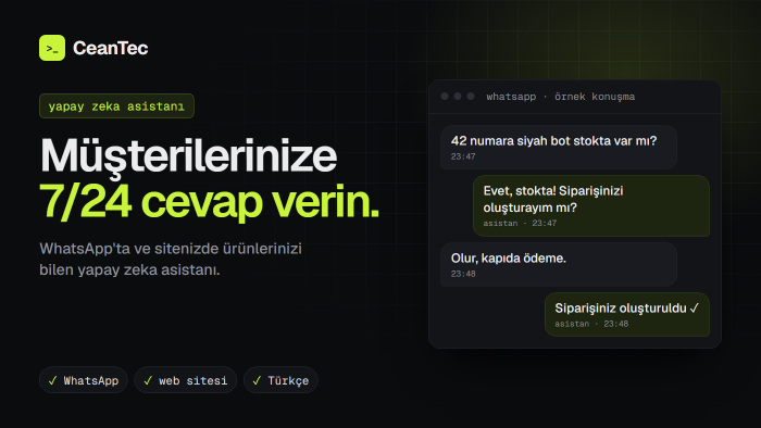 WhatsApp ve siteniz için yapay zeka müşteri asistanı kurarım