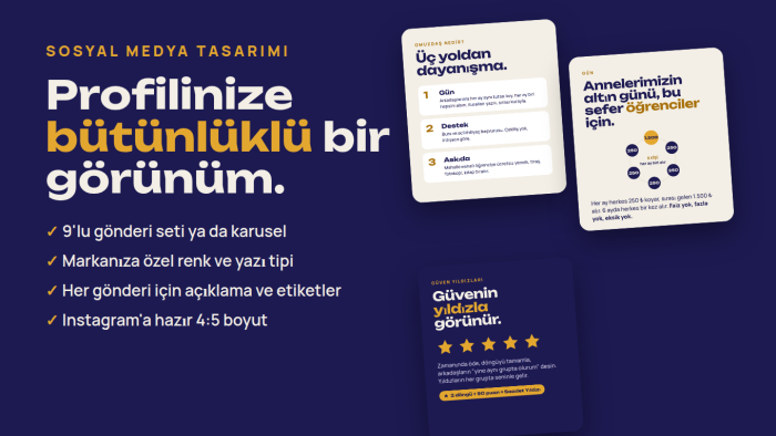 markanız için sosyal medya gönderi seti tasarlarım