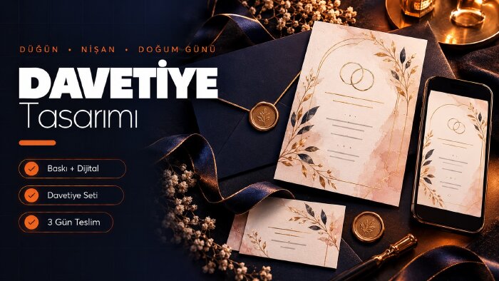 düğün, nişan ve özel günleriniz için davetiye tasarlarım
