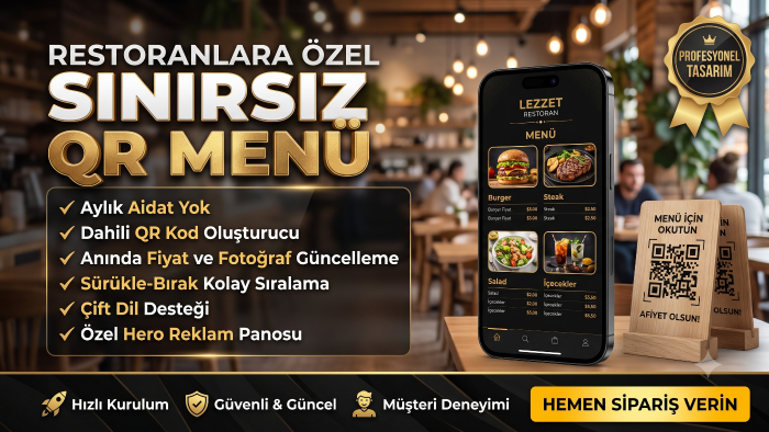 aidatsız ve ömürlük  lüks QR MENÜ sistemleri kurarım