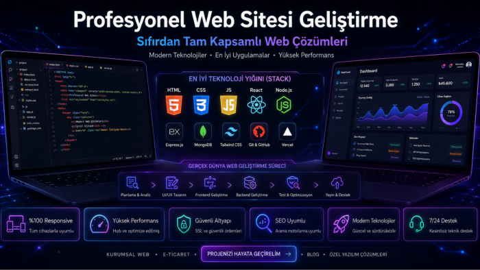 sıfırdan tam kapsamlı web sitesi geliştiririm