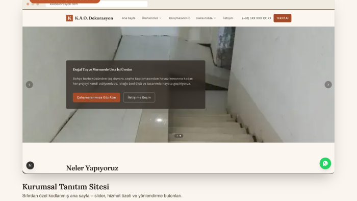 sıfırdan özel kodlanmış web siteler geliştiriyorum