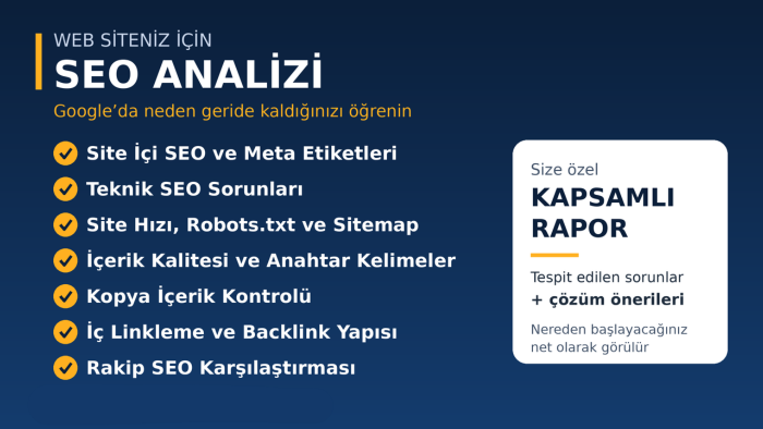 SEO analizi yapar ve SEO önerileri sunarım