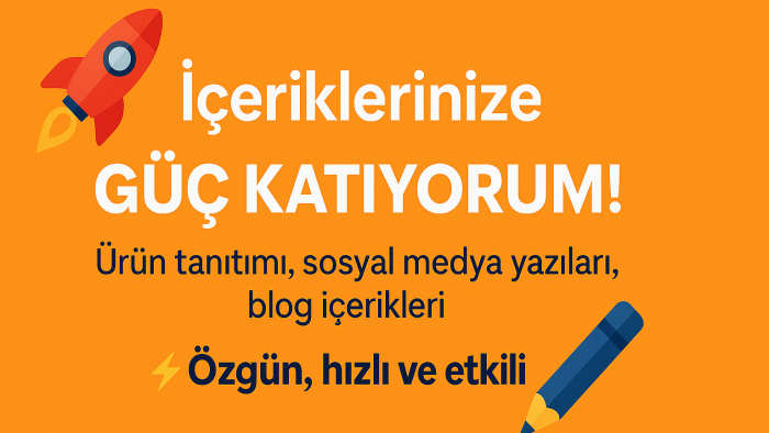 ürünler ve sosyal medya metinleriniz için yazı yazıyorum