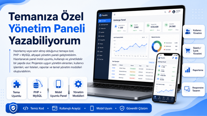 tasarımınıza işlevsel panel yazabilirim